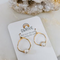 Mini Organic Hoop Pearl Earrings