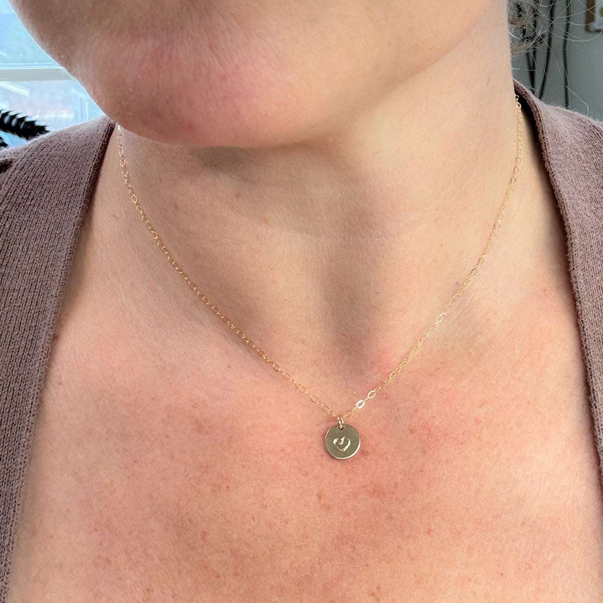 Mini Coin Heart Necklace in 14k Gold Fill or Sterling Silver