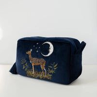 Deer and Moon Embroidered Makeup Pouch