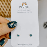 Turquoise Inlay Heart Stud Earrings