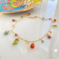 Mixed Gem Anklet 9”-10”