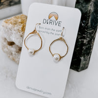 Mini Organic Hoop Pearl Earrings