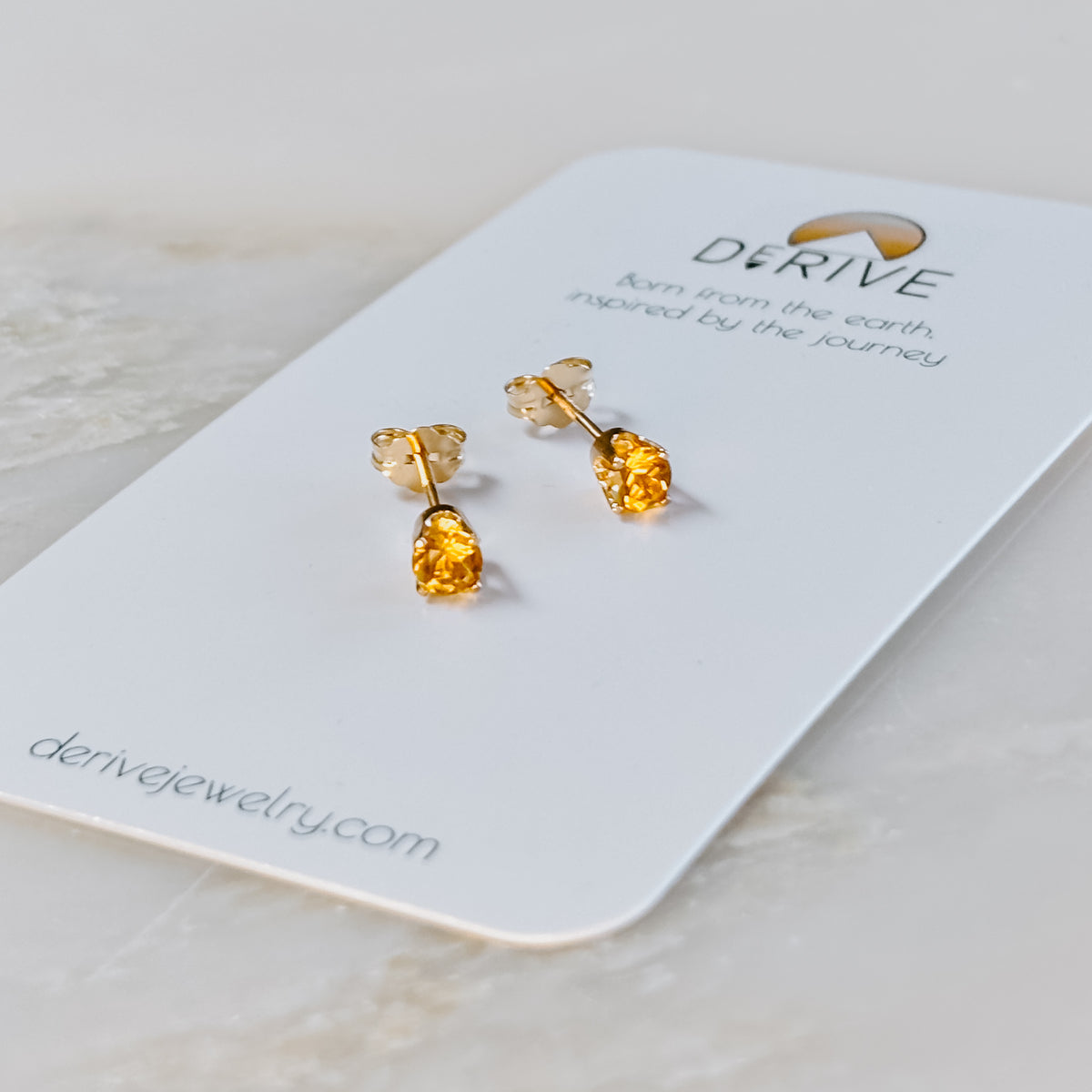 Citrine Solid 14k Gold Stud Earrings