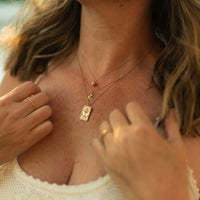 The Sun Tarot Card 14k Gold Charm Necklace