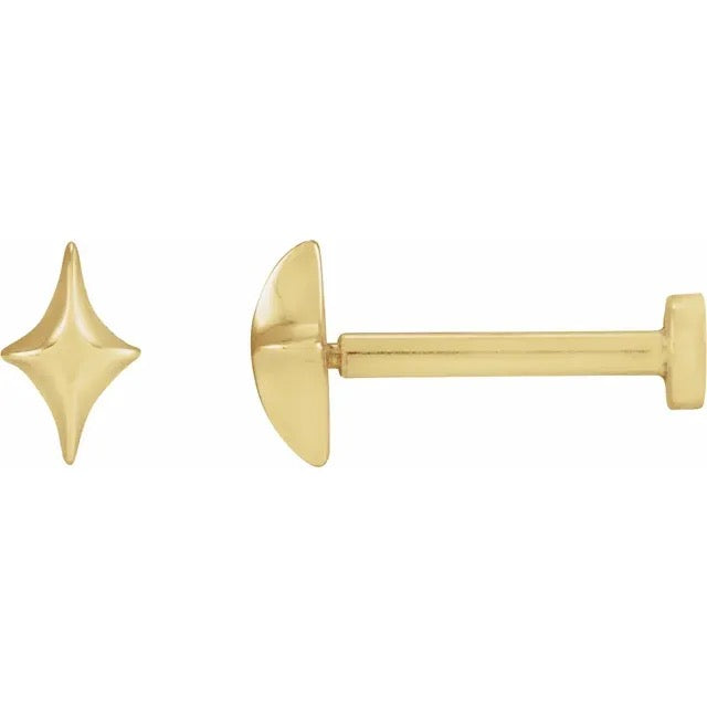 Tiny Star Flat Back 14k Gold Stud Earrings