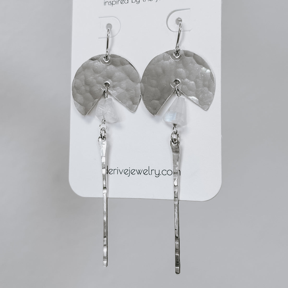 Free Spirit Moonstone Earrings in sterling silver or 14k gold fill — side view