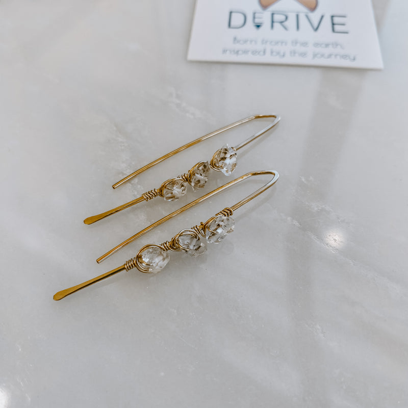 Atlantic Threader Earrings with Herkimer Diamonds