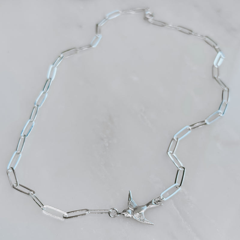 Sparrow Paperclip Chain Link Necklace