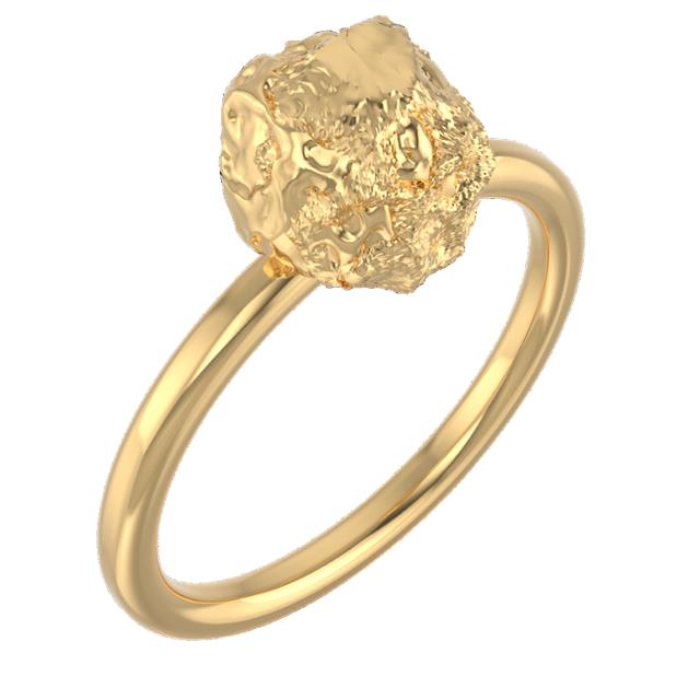 Gold Nugget Solid 14k Gold Ring