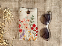 Flower Embroidered Padded Glasses Case