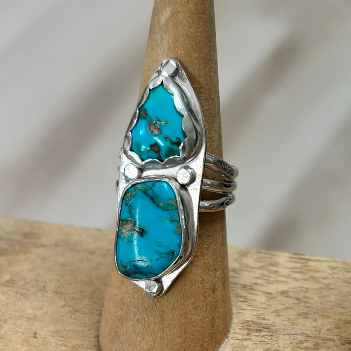 Kingman Turquoise double stone Ring size 7.5