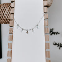 Sterling Silver Moon Phase Necklace, 16” length