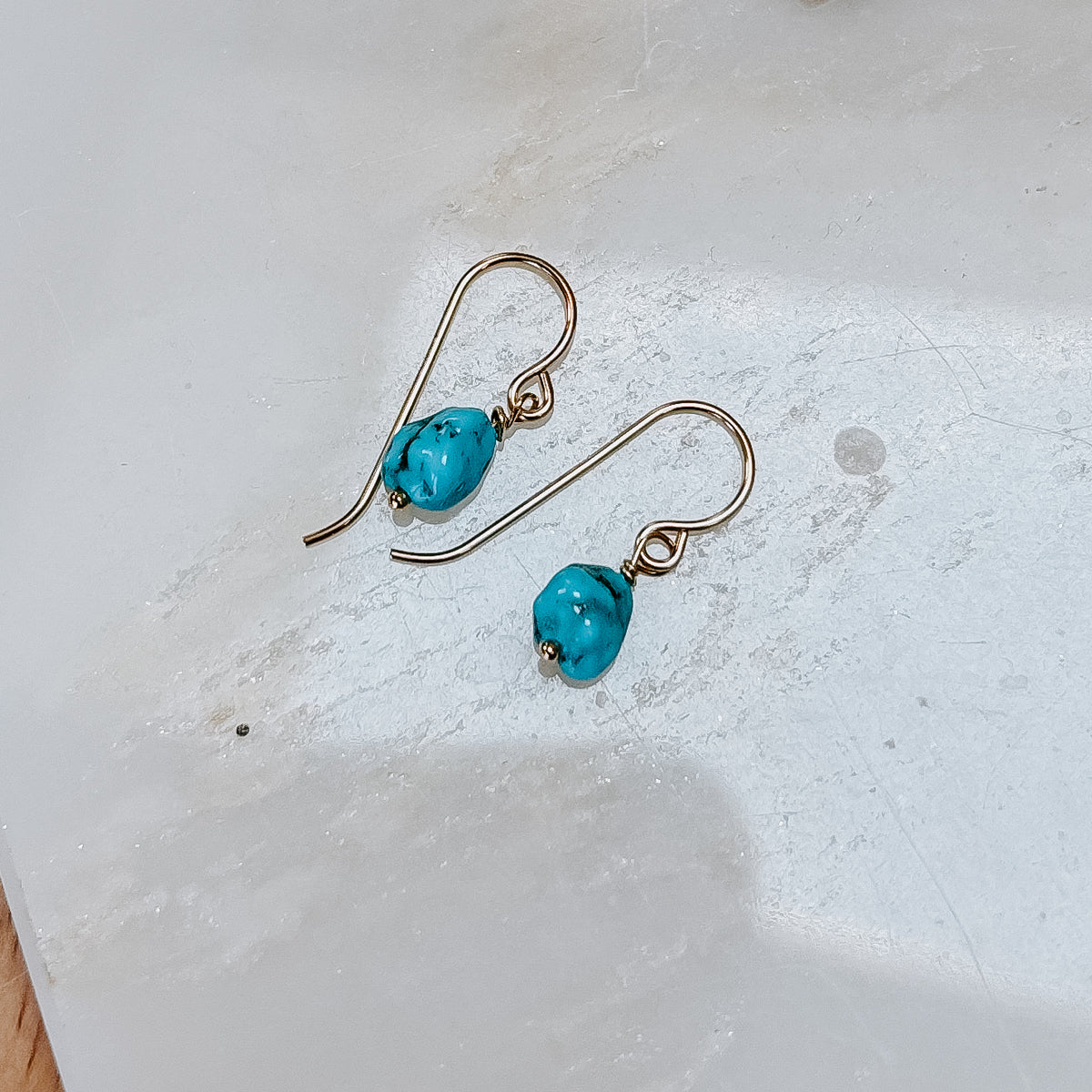 Mini Turquoise Nugget Drop Earrings