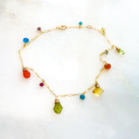 Mixed Gem Anklet 9”-10”