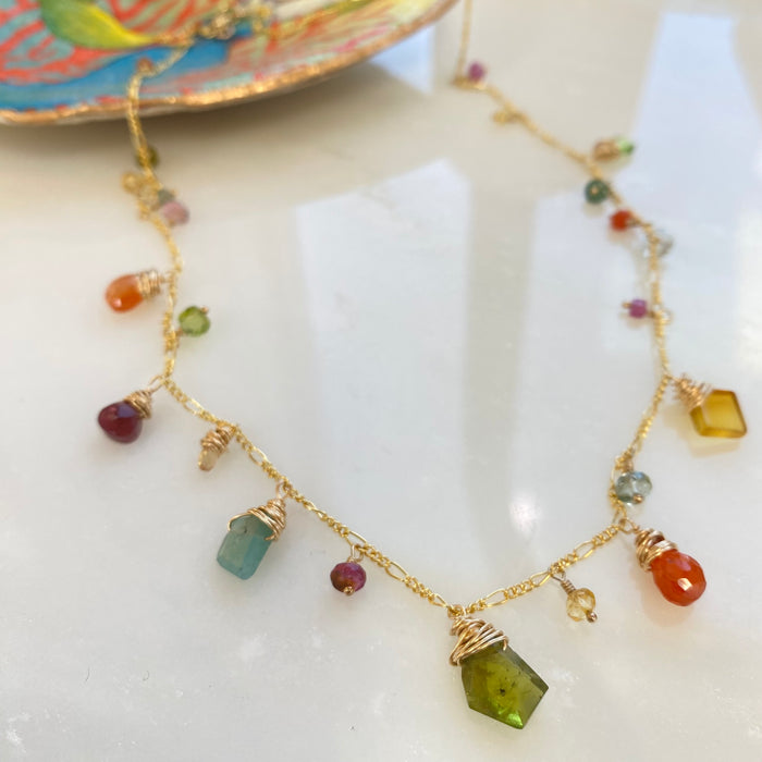 Mixed Gem Necklace 18"