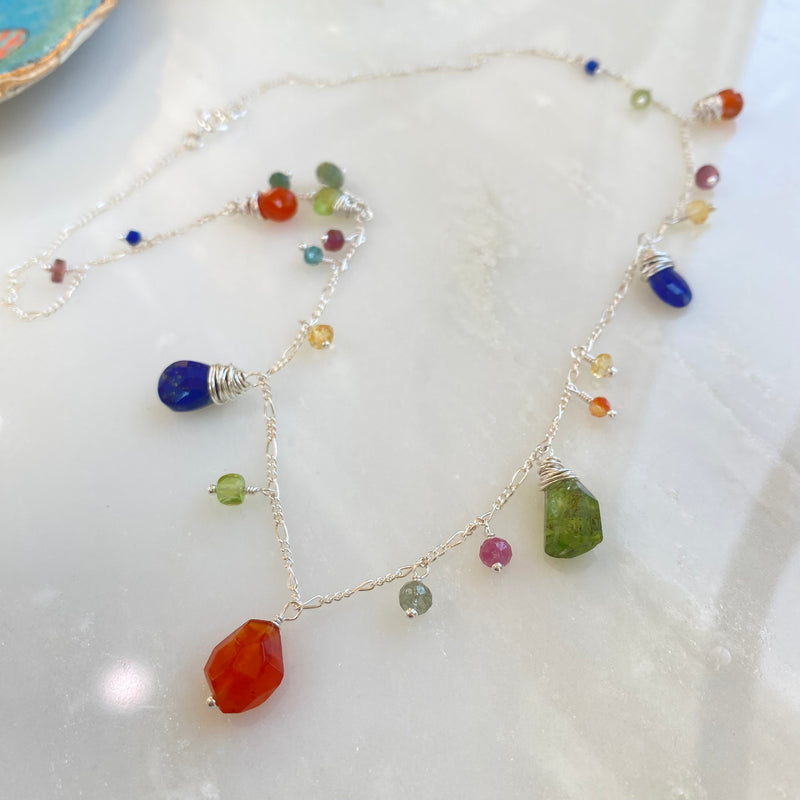 Mixed Gem Necklace 18"