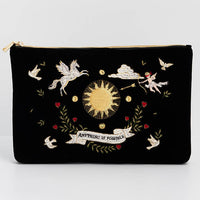 Black Celestial Velvet Embroidered Pouch