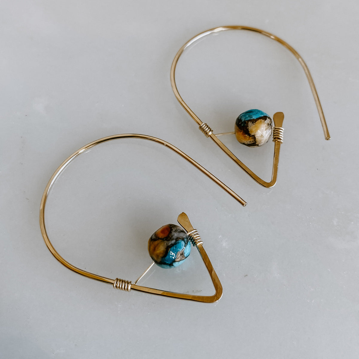 Spiny Oyster Turquoise Ear Threaders (WS)