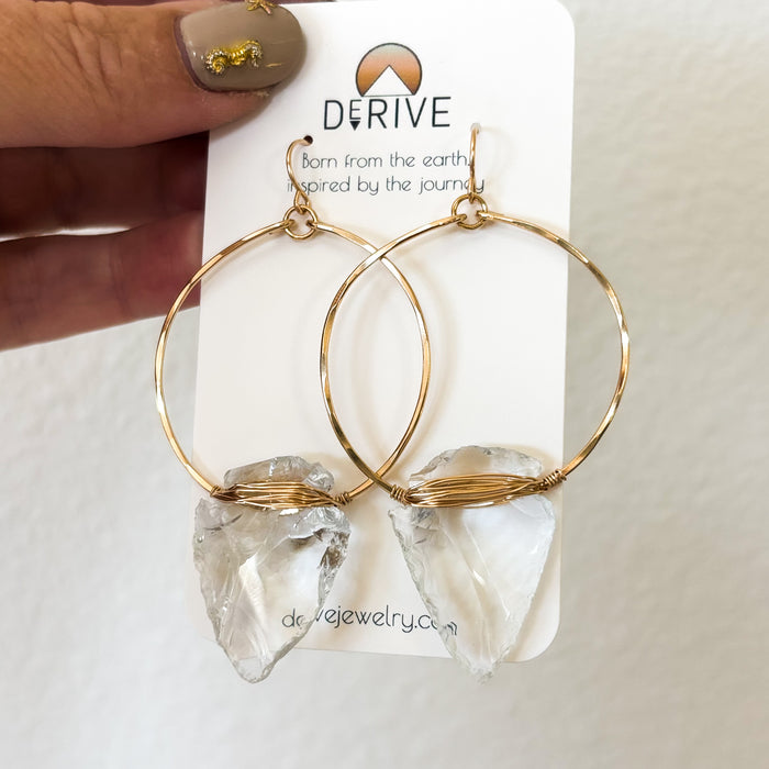 Nala Quartz Crystal Arrowhead Hoop Earrings