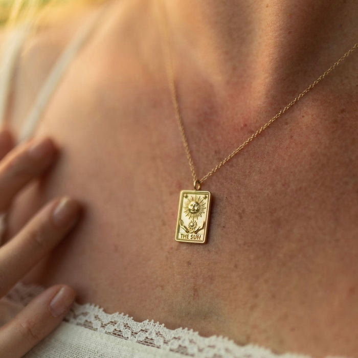 The Sun Tarot Card Pendant (Pendant Only) 14k Gold Charm