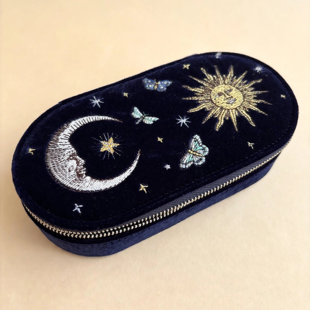 Night Sky Embroidered Oval Jewelry Box