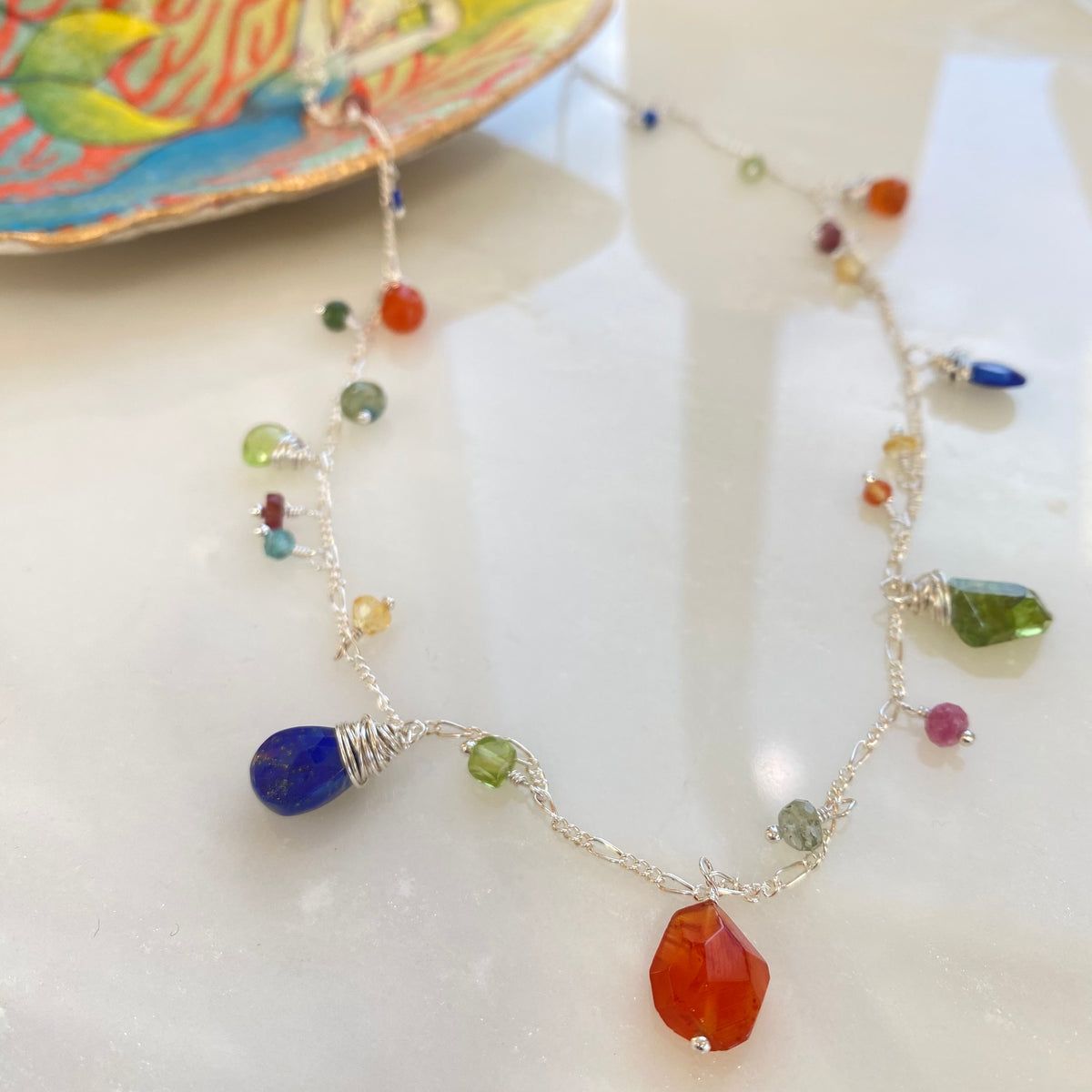 Mixed Gem Necklace 18"