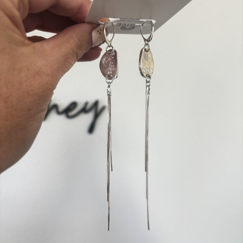 Canyon Sky Earrings - Kingman Turquoise bezel set fringe earrings in sterling silver