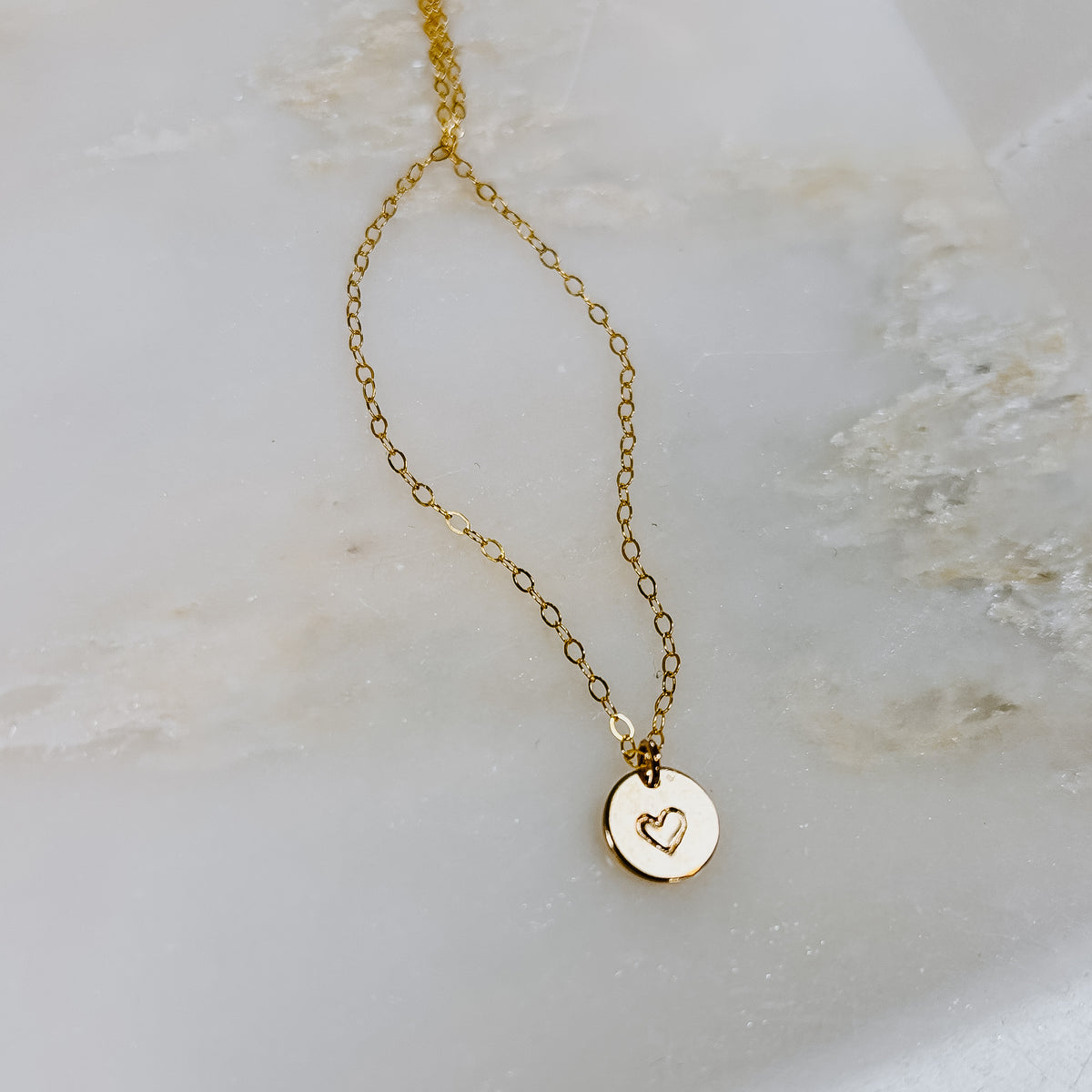 Mini Coin Heart Necklace in 14k Gold Fill or Sterling Silver