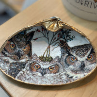 Three Owls Shell Jewelry Dish