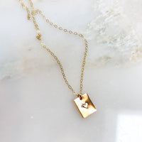Mini Tag Heart Necklace in 14k Gold Fill or Sterling Silver