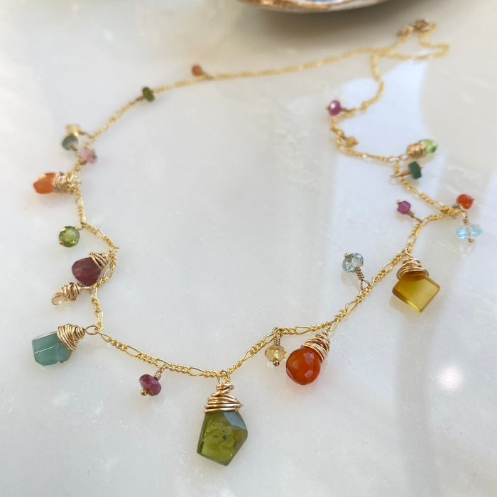 Mixed Gem Necklace 18"