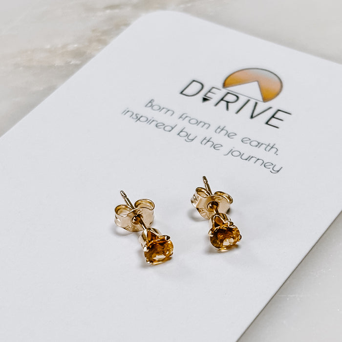 Citrine 14k Gold Fill Stud Earrings