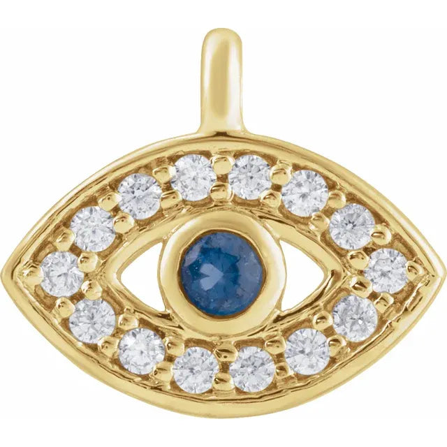 Evil Eye Solid 14k Gold and Diamond Charm (Charm only)