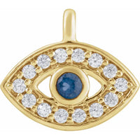 Evil Eye Solid 14k Gold and Diamond Charm (Charm only)