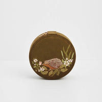 Hedgehog Embroidered Round Jewelry Box