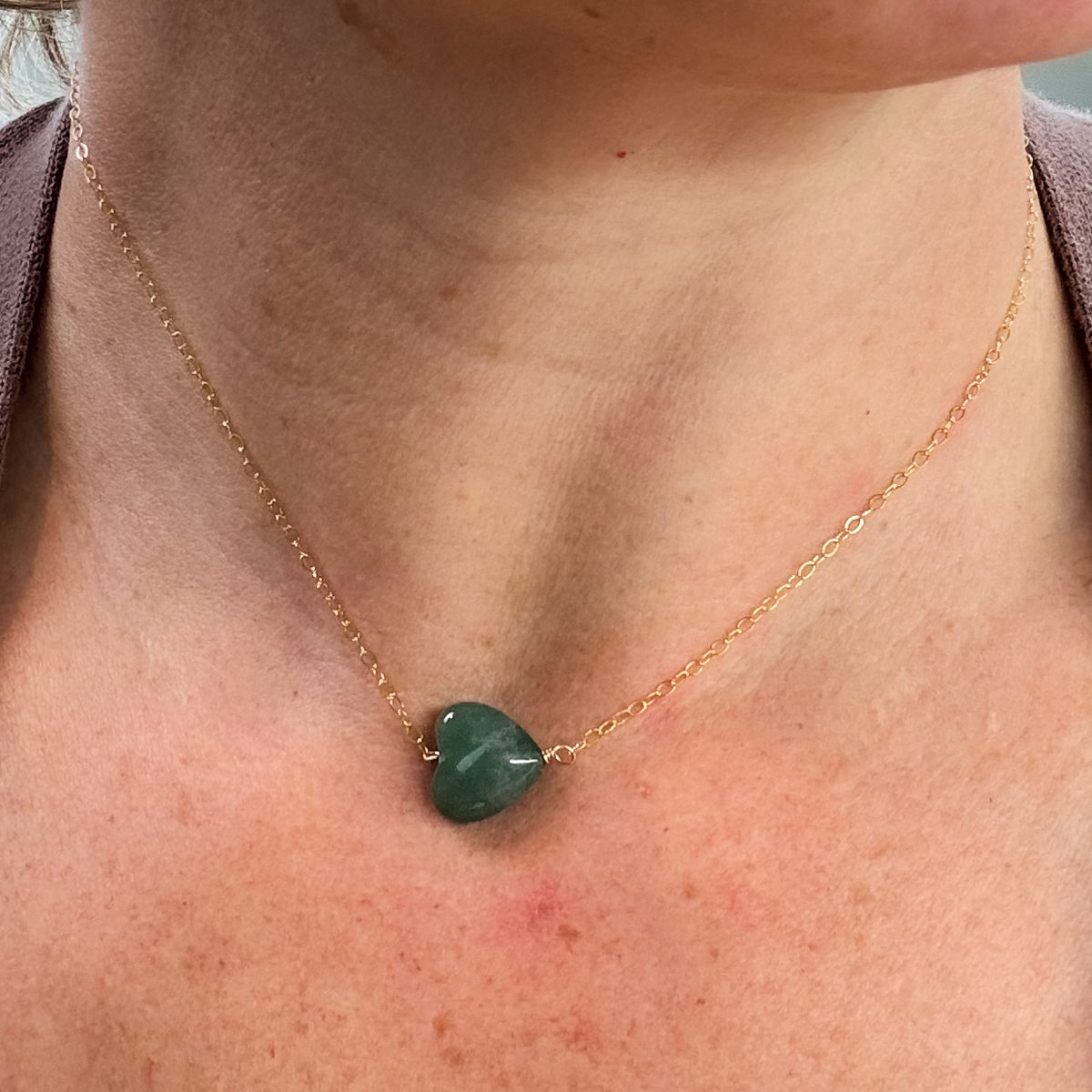 Agate Heart Necklace in 14k Gold Fill or Sterling Silver