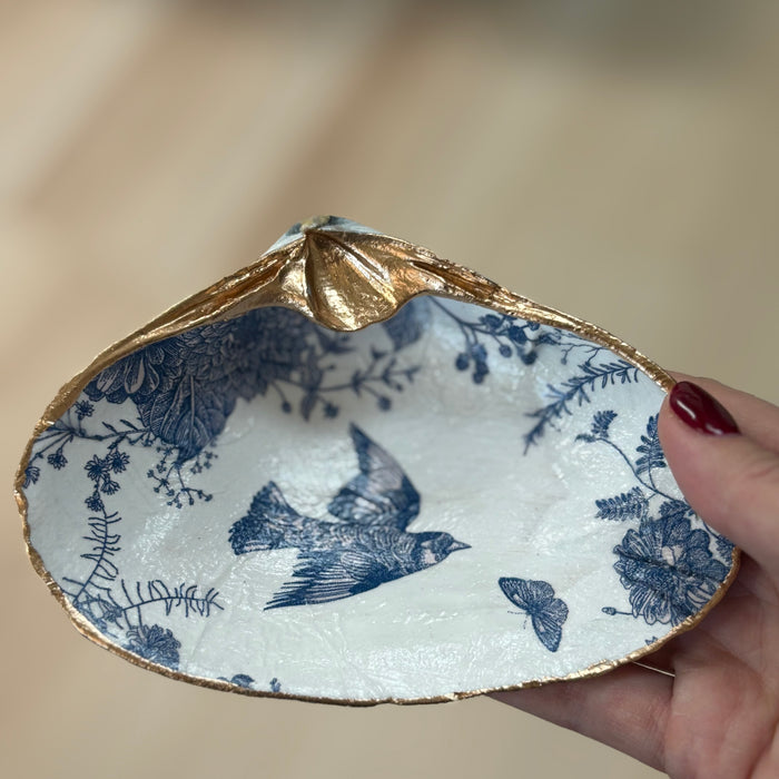 Blue Bird Shell Jewelry Dish