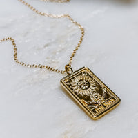The Sun Tarot Card 14k Gold Charm Necklace