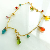 Mixed Gem Anklet 9”-10”