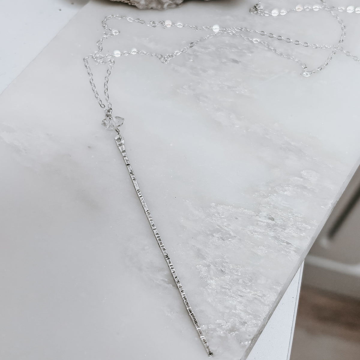 Wanderer's Stick Necklace with Herkimer Diamond