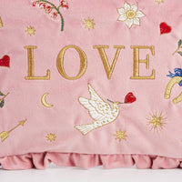 Love Notes Pink Velvet Embroidered Pouch