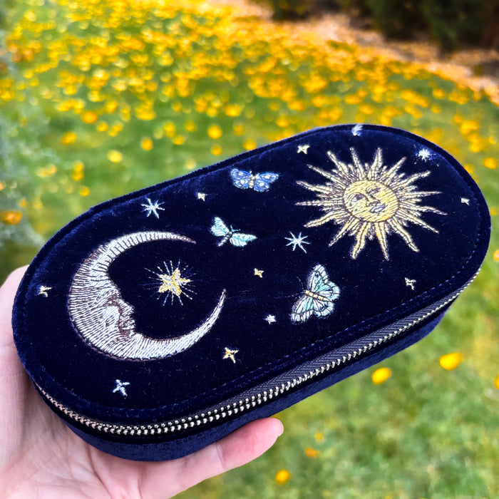 Night Sky Embroidered Oval Jewelry Box