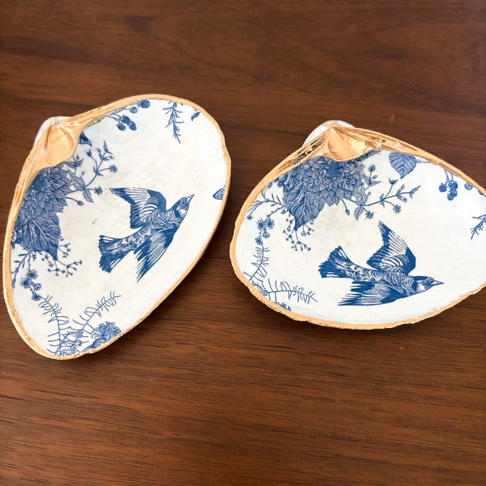 Blue Bird Shell Jewelry Dish