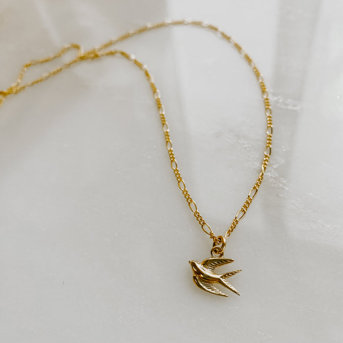 Song Bird 14k Gold Charm Necklace