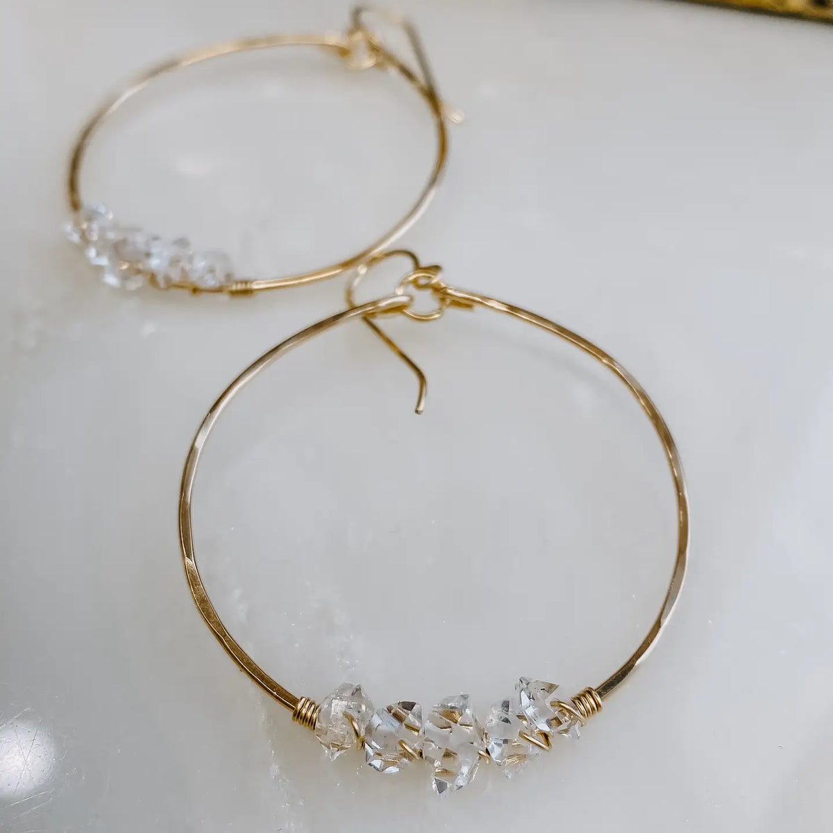 Multi Herkimer Diamond Hoop Earrings