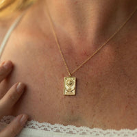 The Sun Tarot Card 14k Gold Charm Necklace