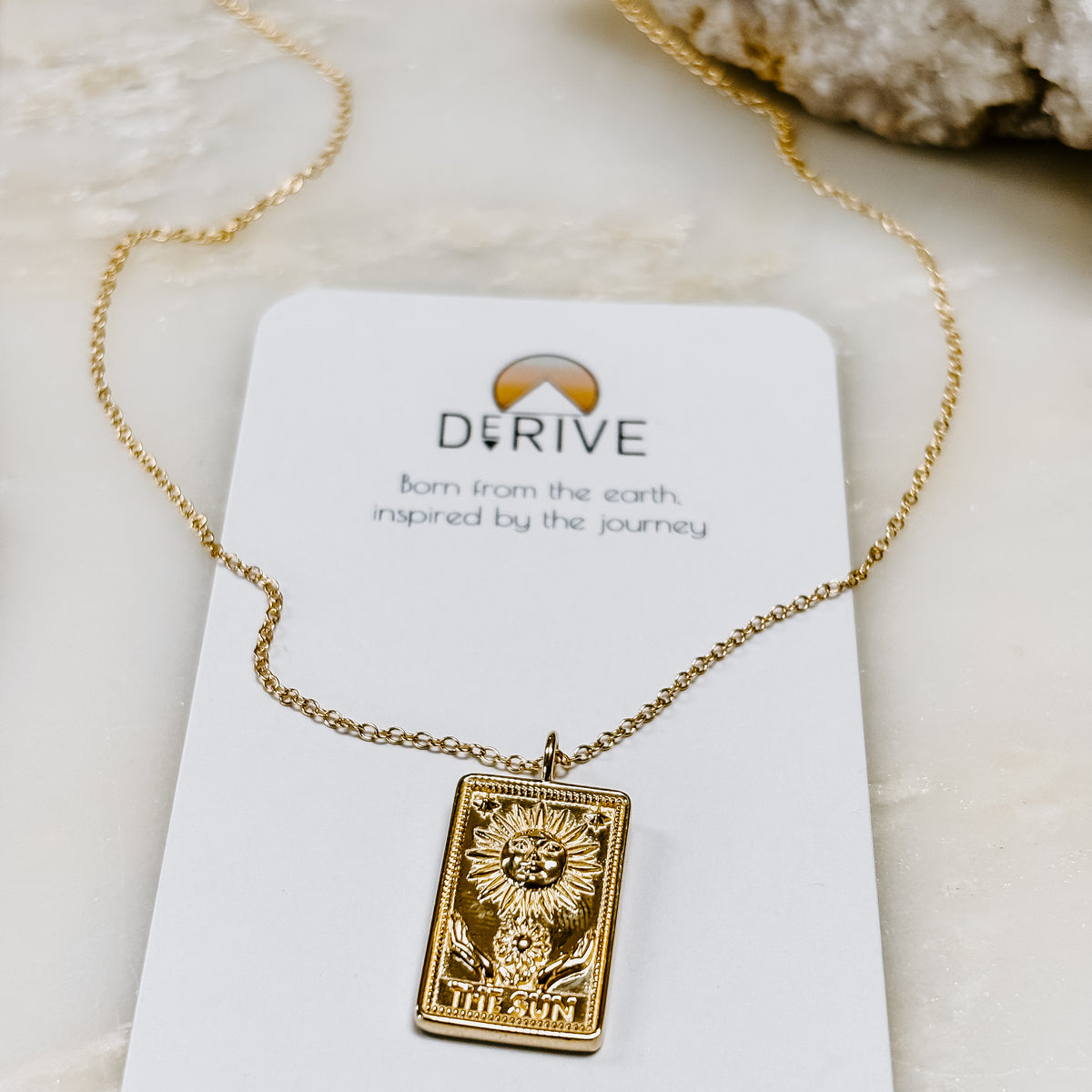 The Sun Tarot Card 14k Gold Charm Necklace