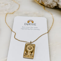 The Sun Tarot Card 14k Gold Charm Necklace