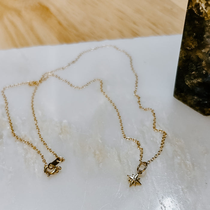 North Star 14k Gold Charm Necklace