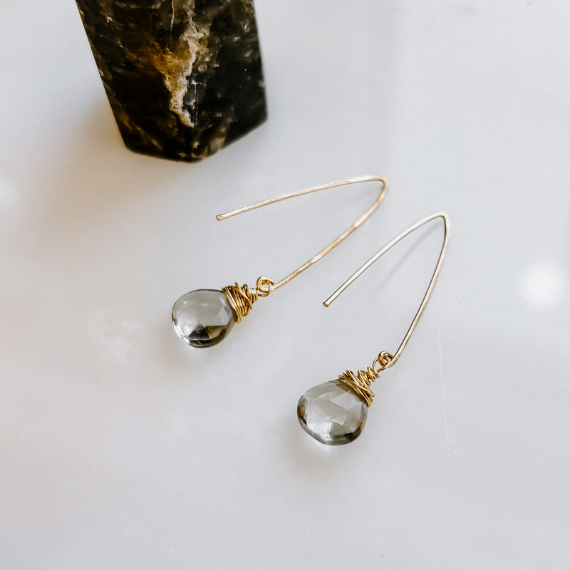 Green Amethyst Threader Earrings